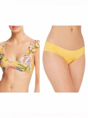 Soluna Under The Sun Shirred Bottom & 6 Shore Road Palm Bikini Top BUNDLE L NWOT